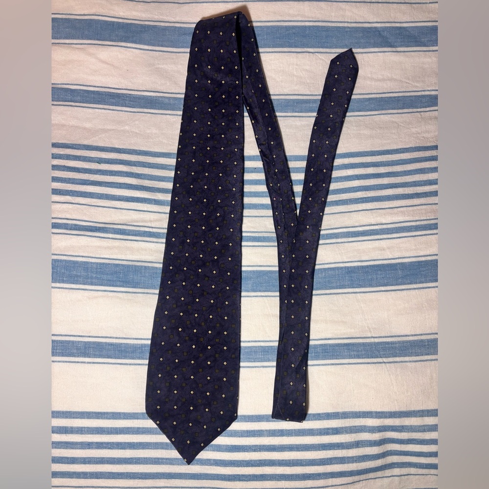 Navy Tie with Geometric Shapes